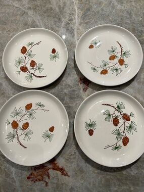 Stetson Marcrest~Vintage Misty Pine ovenproof hand painted underglaze plates